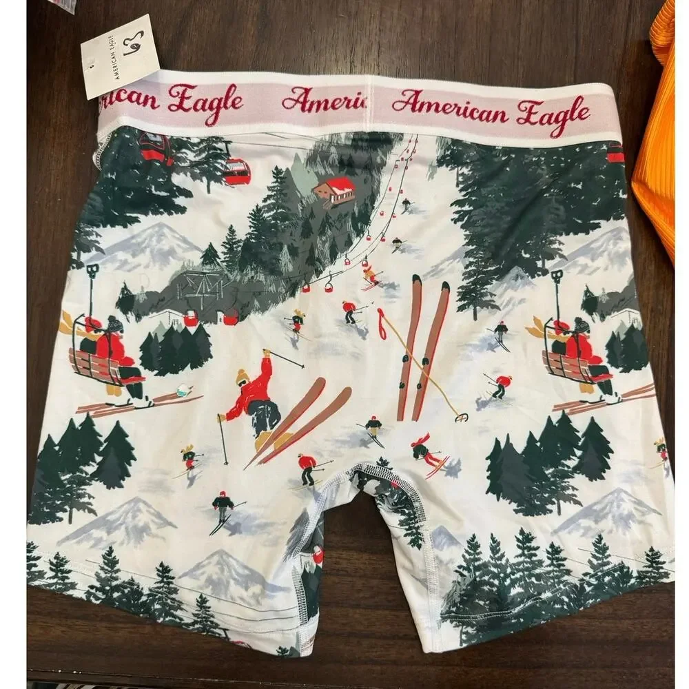American Eagle Outfitters flex boxer shorts size small with ski resort scene